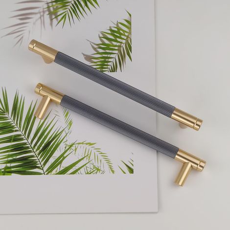 Lot de 10 Poignées de Placard Modernes Gris Doré Entraxe 160mm (1/5)