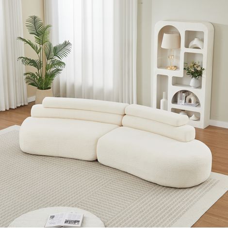 Sofá modular de 2 piezas en chenilla, 3 plazas, beige claro OKMYHOME (1/5)