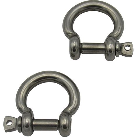 Stainless Steel Bow Shackles 5MM with Screw Collar Pins x2 (316 A4 Marine Grade Rigging) (1/5)