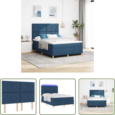 vidaXL LED-Streifen - LED Boxspringbett mit Matratze Blau 160 x 200 cm Stoff (1/5)