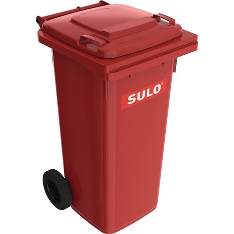 Cubo de basura grande 120l HDPE rojo, móvil según EN 840 SULO