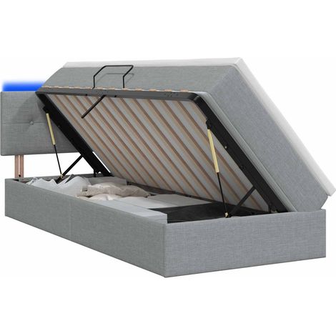Letto con contenitore LED e materasso Grigio Chiaro 90 x 200 cm vidaXL (1/5)