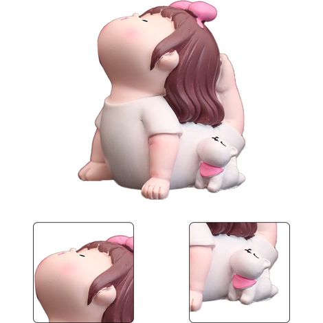 Figurine de fille faisant du yoga, dessin animé mignon et tendance, décoration pour voiture type D (1/5)