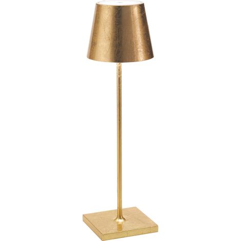 Lampada a led da tavolo Poldina Pro Foglia Oro ricaricabile e dimmerabile con batteria fino a 12 ore