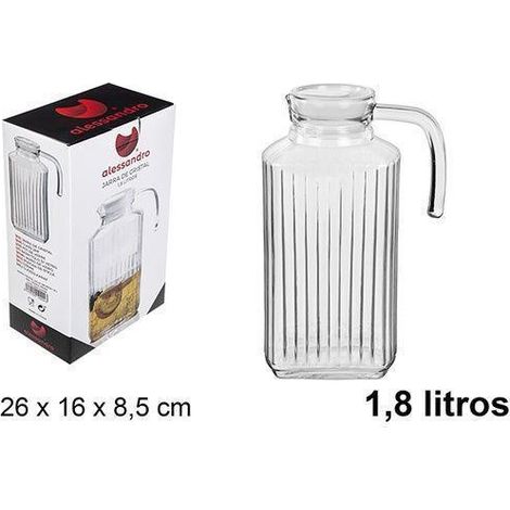 1,8 lts. jarra cristal agua para nevera con tapa 1800 ml alesandro