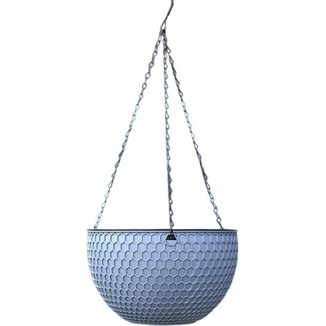 Pot de fleurs pour la maison, le jardin ou le balcon. Pot suspendu avec crochet et panier. Grand pot de fleurs gris. (1/5)