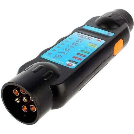 Outil de testeur de remorque à 7 Broches, 7pin 12V Remorquage de la Bande de remorque de la Prise de Courant Testeur de Connexion Testeur de Diagnostic Noir