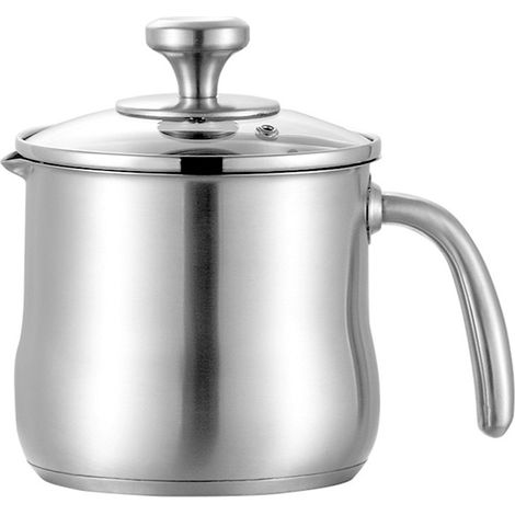 Casserole En Acier Inoxydable 2L Avec Couvercle Verre Et Bec Verseur - Compatible Induction Et Tous Feux - Lavable Au Lave-Vaisselle (1/5)