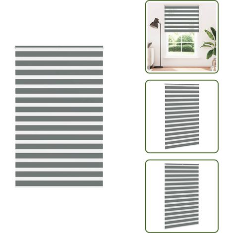 Zebrarollo Dunkelgrau 150x200 cm Stoffbreite 145,9 cm Polyester - Zebra-Jalousie - Zebra-Jalousien - Zebra-Rollo - Doppelrollo (1/5)