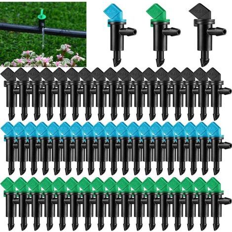 60 Stück Bewässerungs-Tropfgeber, HOINCO 3 Größen Gartenflaggen-Bewässerungs-Tropfgeber, für Rasen, Bäume, Sträucher, Garten (4 l/h Schwarz, 8 l/h Blau, 16 l/h Grün) (1/5)