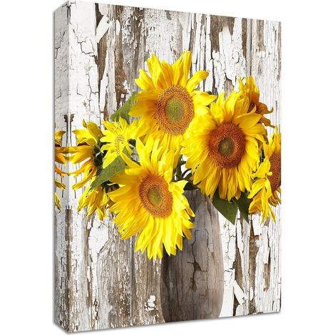 Leinwandbild Sonnenblume Vase 30L x 40B cm Gelbe Sonnenblume in Vase (1/5)