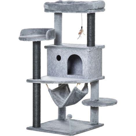 Árbol rascador para gatos de cuatro niveles, incluye una hamaca. (1/2)