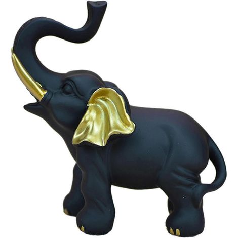 Schwarze Elefantenstatue mit erhobenem Rüssel – Feng-Shui-Ornament für das Schlafzimmer (vielseitig einsetzbar) (1/5)