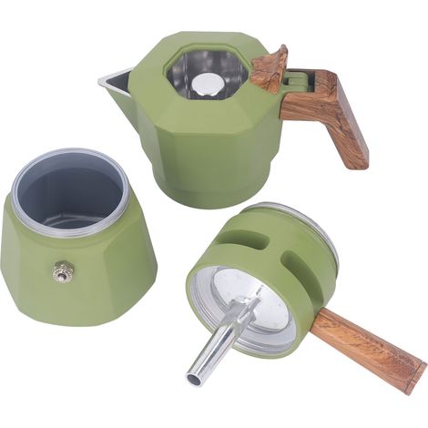 120 ml Doppelventil-Mokakanne aus Aluminiumlegierung für 2 Tassen Kaffee, italienische Kaffeemaschine für den Heimgebrauch, grüner Kaffee (1/5)
