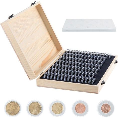 Boîte de rangement de pièces de monnaie en bois, boîte de rangement de pièces de monnaie, étui de collection commémorative