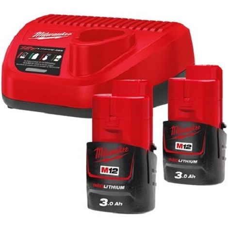 Kit 2 baterías M12B3 + cargador C12C MILWAUKEE Ref.M12NRG-302