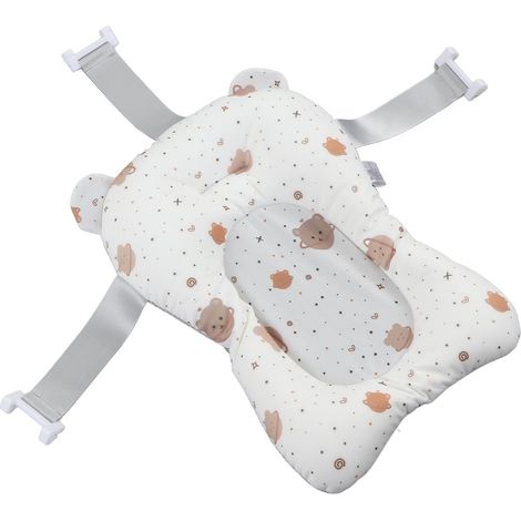 Tapis de bain pour bébé antidérapant, doux, à séchage rapide et léger, pour bébé assis ou allongé, blanc. (1/5)