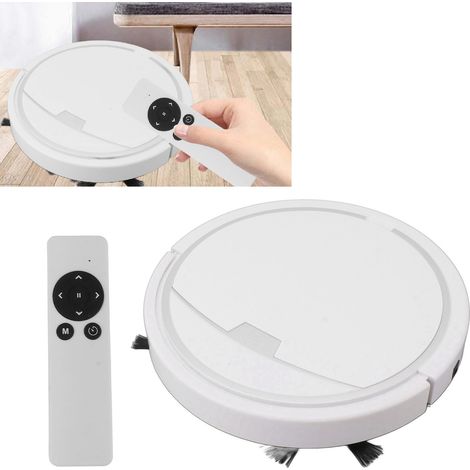 Aspirateur robot intelligent télécommandé, aspirateur ultra-mince entièrement automatique, silencieux, machine de nettoyage des sols et de lavage programmée, blanc, sans réservoir d'eau. (1/5)