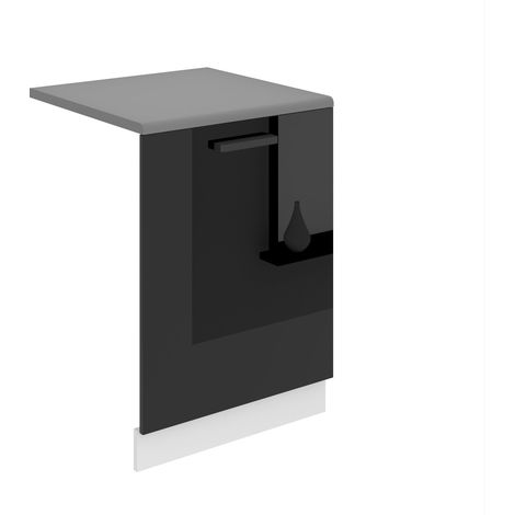Belini – Habillage de porte lave-vaisselle 60 x 71,5 x 1,6 cm – Finition noir brillant – Panneaux de particules 16 mm – Installation facile (1/4)