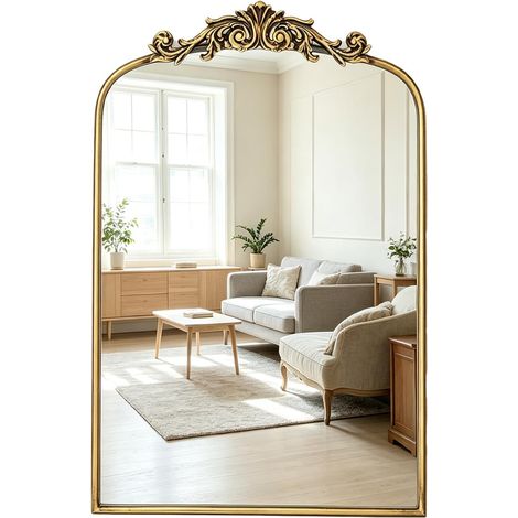 Miroir Baroque Antique Doré - Miroir Murale Vintage avec Forme Arche Doré pour Hall, Salon (1/5)