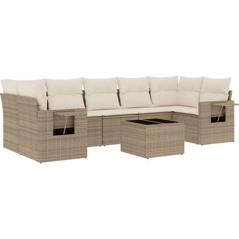 Maison Exclusive - 8-tlg. Garten-Sofagarnitur mit Kissen Beige Po