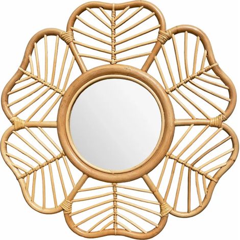 Miroir mural D. 62 cm rond forme fleur en rotin tressé – HAZEL (1/5)