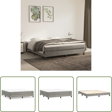 vidaXL Boxspringbett - Boxspringbettgestell Hellgrau 180x200 cm Samt (1/5)