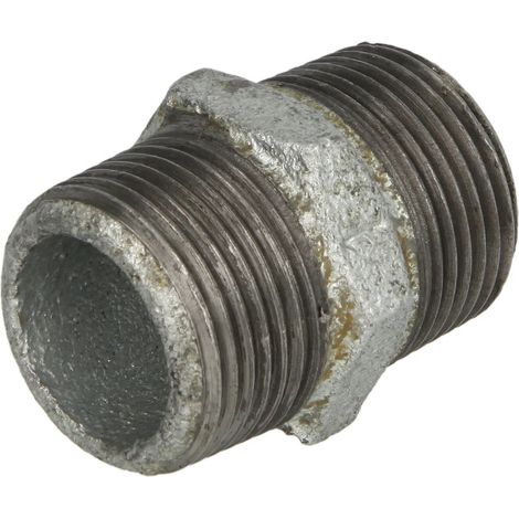 Hermann Schmidt Temperguss mamelon double DN 40, 2000 2000 /2" filetage extérieur, galvanisé