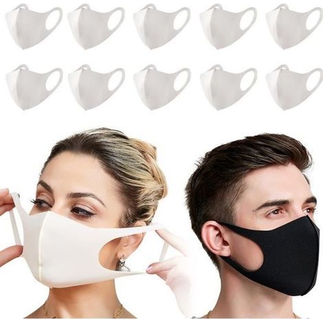 Lot de 10 Masques pour la bouche et le nez en soie glacée anti-poussière extérieure mode réutilisable et lavable adulte unisex gris-Ywey (1/5)