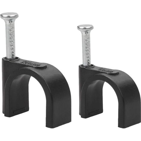 Sortiment von 200 runden Clips für Elektrokabel – 8 mm und 10 mm – Schwarz – Für Ethernet-Kabel, Telefonkabel, TV-Kabel (1/5)