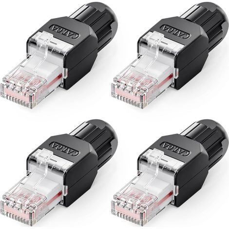 Connecteur RJ45 sans Outil Cat6A, Fiche RJ45 UTP, Noir, 4 Pièces (1/5)