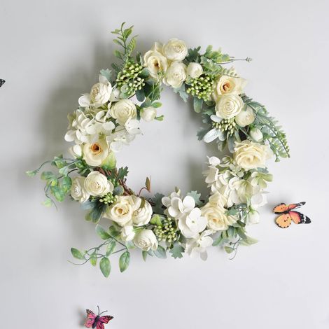 Guirlande de fleurs artificielles en plastique pour décoration intérieure de porte ou de mur. (1/5)
