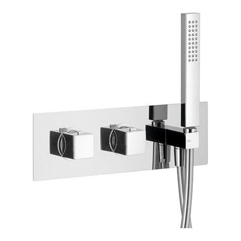 DIMY Mitigeur thermostatique de douche/baignoire à encastrer avec douchette, 2 voies, chrome (1/2)
