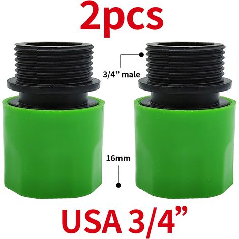 (USA-M-3/4'') Raccord rapide EURO USA 3/4 pouce mâle pour tuyau d'arrosage, compatible avec les systèmes d'irrigation goutte à goutte. (1/5)