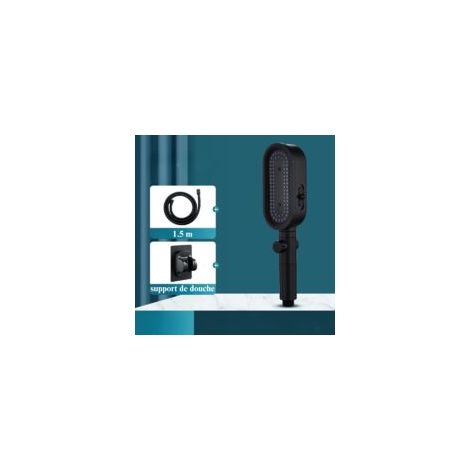 Cabezal de ducha de 3 modos con suavizador de agua y boquillas antiobstrucción, manguera flexible de 1,5 m, soporte incluido, potente sistema de lavado para bañeras - Negro - OTRO (1/3)