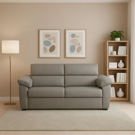 Dmora - Sofá fijo 2 plazas Quirina, Sofá lineal para salón, acolchado, desenfundable, calidad 100% Made in Italy, 185x95 h100 cm, Tórtola (1/5)
