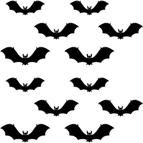 Lot de 12 chauves-souris décoratives à suspendre pour Halloween, avec yeux lumineux, pour arbres extérieurs. (1/4)
