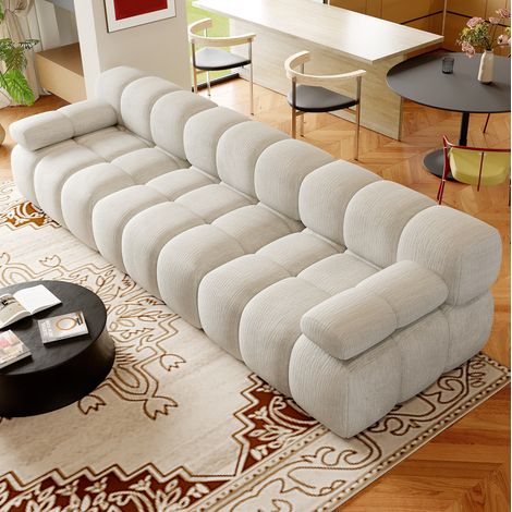 Canapé en mousse chenille 300 cm blanc (1/5)