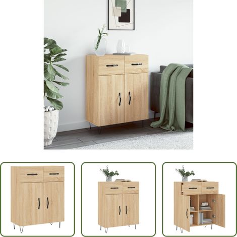 vidaXL Metallbeine - Sideboard Sonoma-Eiche 69,5x34x90 cm Holzwerkstoff (1/5)