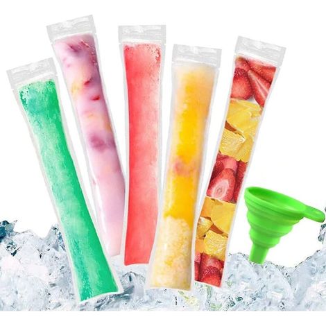 100 bolsas desechables para moldes de paletas de hielo, tubos de congelación sin BPA con cierre hermético (1/5)