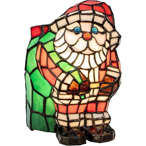 Lampe de table Père Noël en verre multicolore lampe à poser E14 max 15W 17 x 11 x 22 cm - PANGIVO (1/4)
