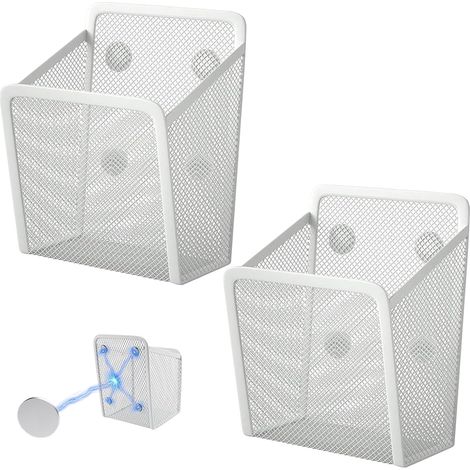 Set di 2 portapenne magnetici, cestino organizer magnetico per riporre gli oggetti in cucina - Spazio di archiviazione, portapenne magnetico per lavagna bianca, armadietto, frigorifero, ufficio e cuci (1/5)