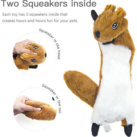 Lot de 5 jouets couineurs pour chien en peluche sans rembourrage, jouets à mâcher résistants et interactifs, accessoires de jeu durables pour petits moyens et grands chiens afin de réduire l'ennui (1/5)