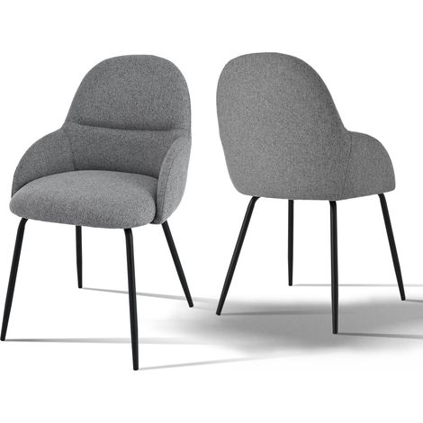 Goeurvant Chaises de salle à manger au style scandinave minimaliste, offrant un soutien dorsal optimal et une base en bois stable - Lot de 2 – Gris clair