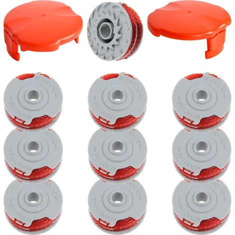 Bobine de rechange pour débroussailleuse Flymo FLY021/513937190, 0,2 cm 11 m compatible avec Flymo Contour 500 XT/Power Trim/Mini Trim avec housse FLY060 (10 bobines + 2 couvertures) (1/5)