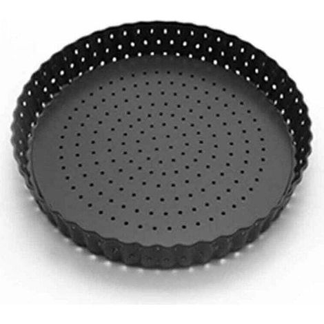Moule à tarte perforé avec fond amovible, anti-adhésif, pour tarte à pizza, tarte à tarte ronde cannelée pour maison