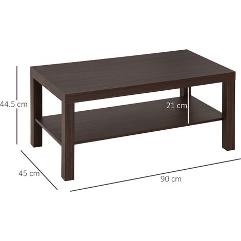 Table basse rectangulaire classique avec étagère en bois, 90 x 45 x 44,5 cm (1/5)
