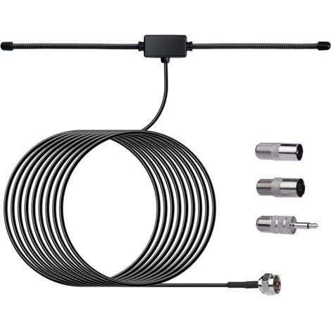 FM-Radioantenne Dipolantenne 75 Ohm mit F-Stecker, 3M Verlängerungskabel für Musiksysteme, Stereoempfänger (1/5)