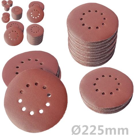 50 disques de ponçage auto-agrippants Ø225 mm, grain P240, pour ponceuse à plaques de plâtre BOHRFUX (1/5)
