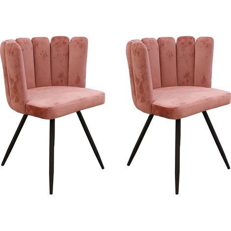 Lot de 2 chaises 52,5x50,5x80 cm en velours rose - HARY